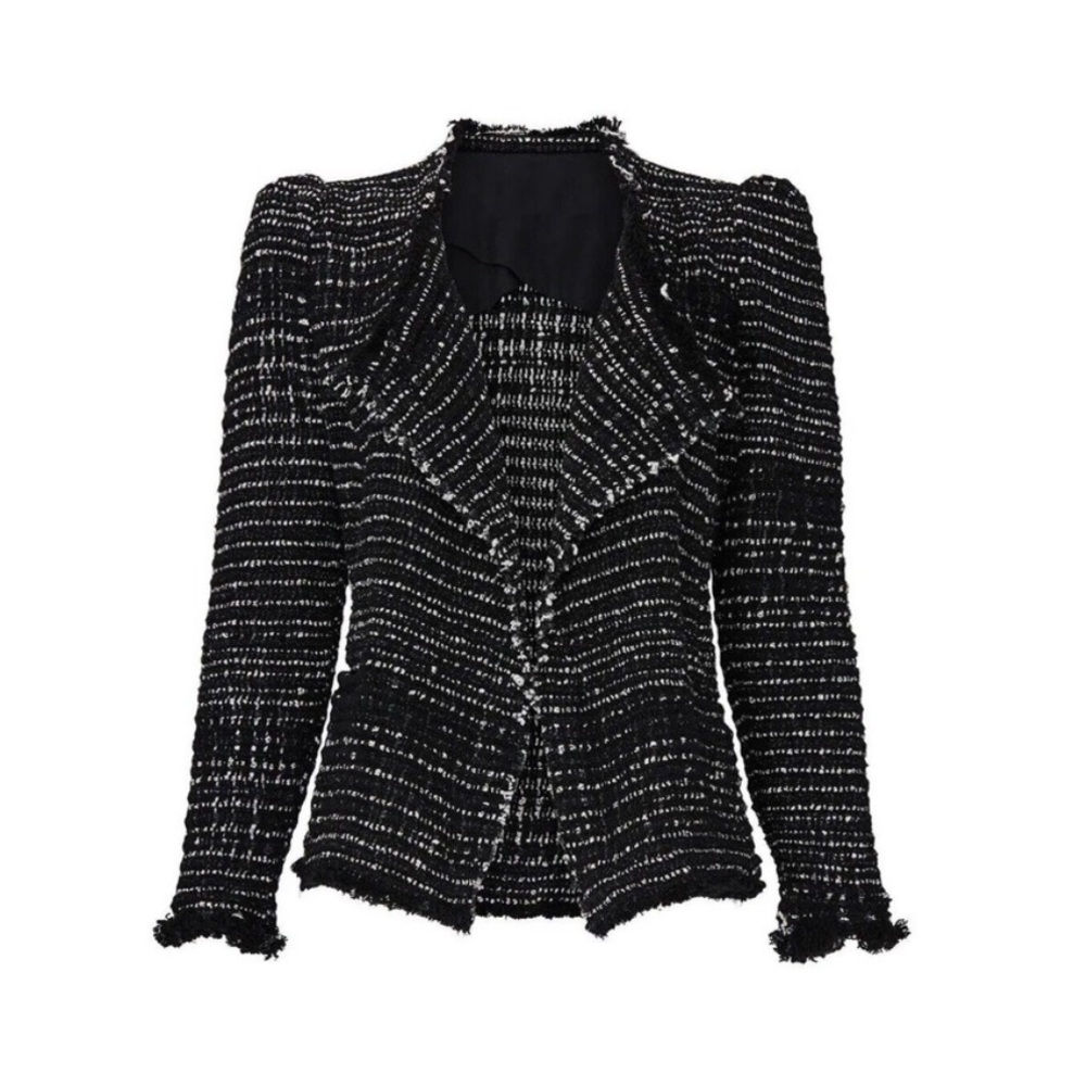 IRO Diana Black Tweed Open Front Jacket Sz.40 or L (flaw)